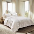 thumbnail image 2 of EVERGRACE Tencel Lyocell Cooling Duvet Cover Set Queen Size 3 Piece, 100% Natural Eucalyptus Lyocell Fiber from Austria, Luxury Silky Soft Comforter Cover with 2 Shams, Snow White, 92"x88", 2 of 8