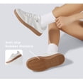 thumbnail image 4 of Zapatillas LUCKY STEP para mujer, clásicas, retro, suela de goma, piel blanco/gris, 4 of 8