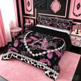 thumbnail image 2 of meiyoeat Pink Leopard Print Monogrammed Full Size Comforter Sets For Girls,Cheetah Personalized Initial A Full Size Comforter Sets For Women,black Reversible,3pcs, 2 of 7