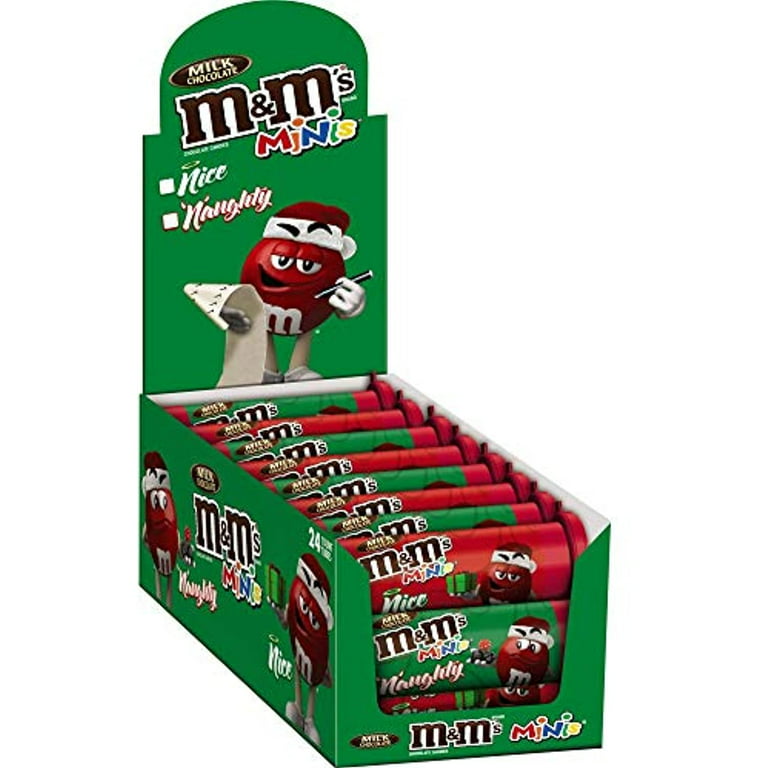 M&Ms Minis Milk Chocolate Holiday Christmas Candy, 1.08-Ounce Tube 24-Count  Box 