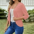 thumbnail image 4 of Womens Solid Coloe Cardigan Flowy Loose Outerwear 3/4 Sleeve Shrugs Summer Beach Lightweight Cardigan, 4 of 8