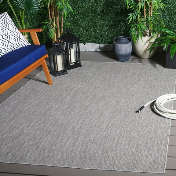 SAFAVIEH Beach House Jacinth Solid Indoor/Outdoor Area Rug, Gray, 8' x 10'