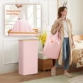 thumbnail image 3 of 65L Slim Laundry Hamper with Lid, Narrow Laundry Basket with Removable Bag & Bamboo Handles, Fodable Thin Dirty Clothes Hamper for Laundry Collapsible Bin for Bathroom Bedroom Dorm, Pink, 3 of 7