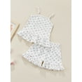 thumbnail image 3 of Gureui Girl Summer Clothes Floral Spaghetti Strap Tops and Ruffles Shorts Set Outfit Set 2Pcs Clothes Set, 3 of 8