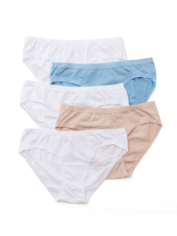 Women's Vanity Fair 18343 True Comfort Cotton Stretch Hipster Panty - 5 Pack (Assorted Pack 7)