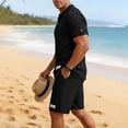 thumbnail image 5 of Summer Matching Set for Men Henley Neck Short Sleeve Shirts Shorts 2 Piece Casual Set Solid Color Relaxed Tracksuits 2XL, 5 of 9