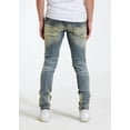 thumbnail image 4 of Crysp Denim Men's Rip & Repair Patchwork Distressed Skinny Fit Denim Jeans (40, Blue Stonewashed), 4 of 5