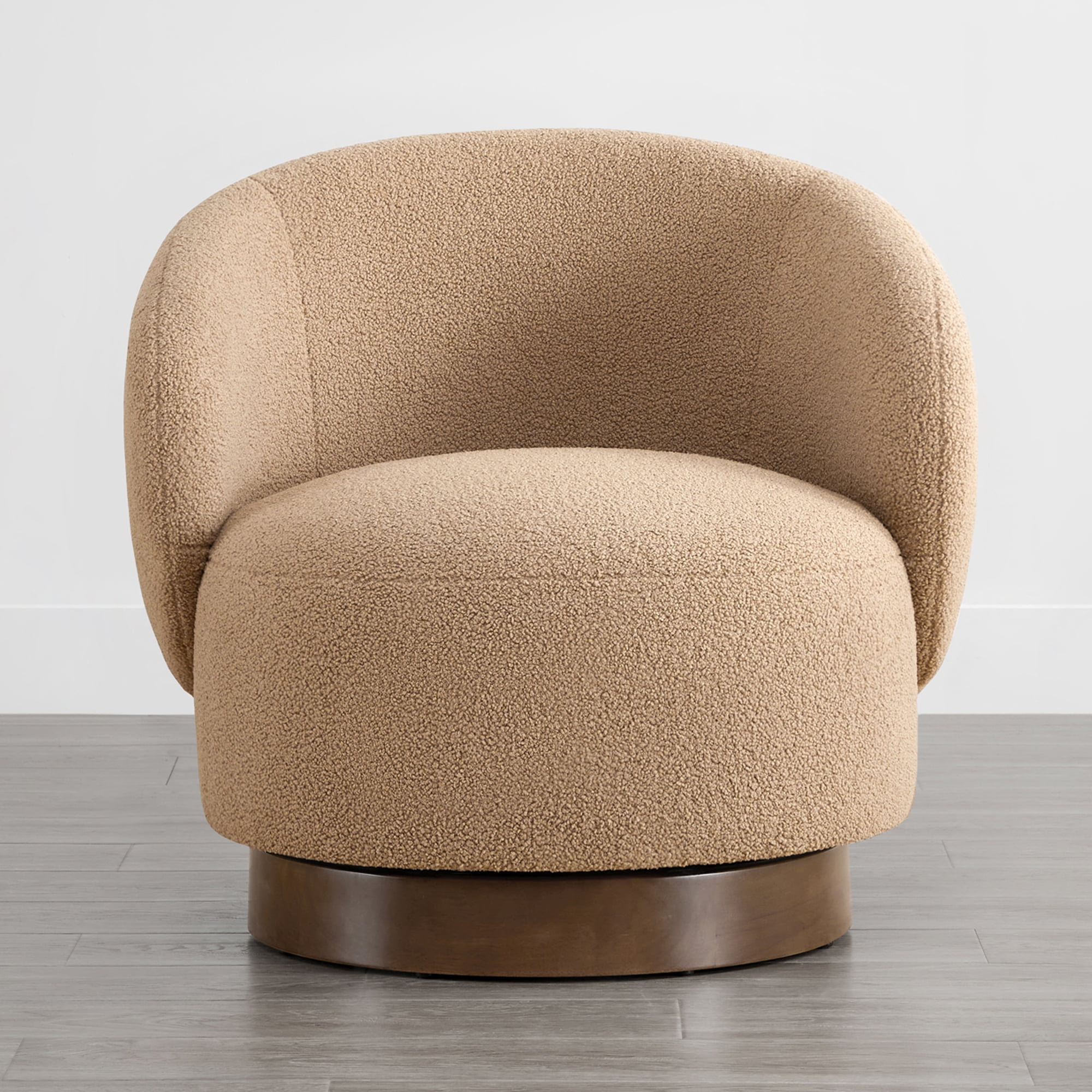 Spruce & Spring Upholstered Swivel Accent Chair with Curved Back Single, Khaki