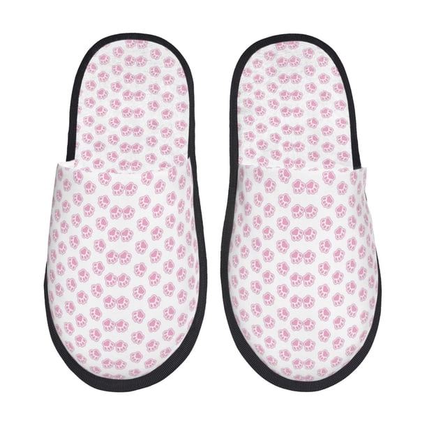 Fotbe Pink Paw Pantuflas Peludas para Mujer con Estampado, Zapatillas de Peluche, Zapatos de Invierno para Casa, Uso Interior y Exterior-Large