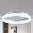 thumbnail image 1 of ZXNYH Modern LED Pendant Light 19.7" Dimmable 1-Ring Circular Chandelier Adjustable Hanging Pendant Lighting for Kitchen Island Dining Room Living Room Foyer Entry Restaurant, 6500K, Silver, 1 of 4