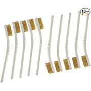 YXQ 6.9" Small Brush Brass Bristles with White Plastic Handle 10 Pieces Pack