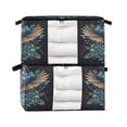 thumbnail image 2 of WOBOGO Golden Winged Crow Pattern Clothes Storage 2Pack Foldable Thick Fabric Blanket Organizer Bag with Handle 21.65×13.78×12.4in, 2 of 7