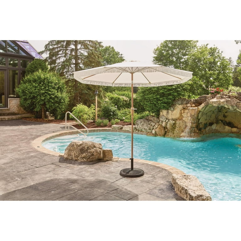 9 ft tiltable patio umbrella Living Accents 9 ft. Tiltable White Patio Umbrella