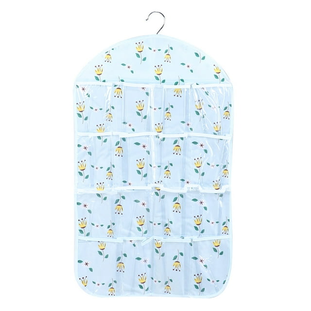 Bolsa de almacenamiento de ropa interior para armario, organizadores colgantes multifuncionales con 16 bolsillos para el hogar (flor)