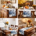 thumbnail image 6 of Navy Blue Pumpkin Fall Cotton Linen Rectangle Table Runners 13"x72", Thanksgiving Weeping Botanical Wooden Coffee Table Runner Dresser Scarves Table Runners for Wedding Party Banquet Dinner Decor, 6 of 8