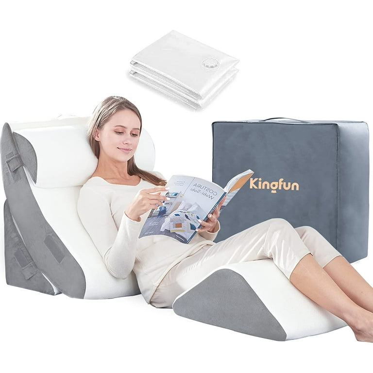 Kingfun 4pcs Orthopedic Bed Wedge Pillow Set Post Surgery Memory