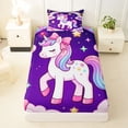 thumbnail image 3 of Erosebridal Kawaii Unicorn Kids Twin Sheet Sets,Cute Bowknot Kawaii Stars Rainbow Bedding For Girls 3-Piece, 3 of 6