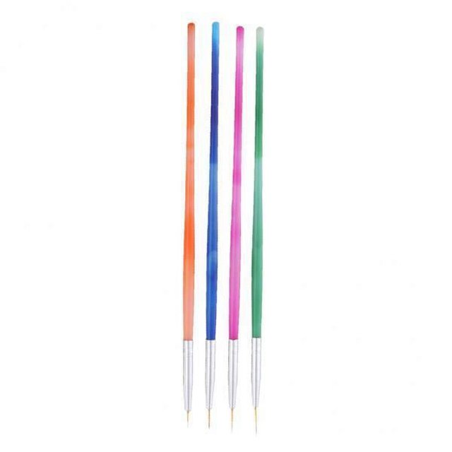 2x 4 Brochas Profesionales de Nailon para Delineador de Uñas para Difuminar 2 piezas