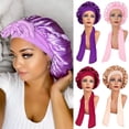 thumbnail image 2 of Gorro de dormir liso de satén para mujer y niño, gorro de noche de seda suave con diadema, bufanda de seda, Alileader qym unisex, 2 of 2