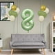 thumbnail image 5 of Juego de globos del primer cumpleaños - 0-9 números de papel de aluminio y 10 globos verdes con cinta para decoraciones de fiesta, 5 of 7