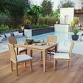 thumbnail image 2 of Modern Contemporary Urban Design Outdoor Patio Balcony Garden Furniture Side Dining Chair and Table Set, Wood, White Natural, 2 of 8