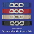 thumbnail image 6 of Sagefinds Textured-Buckle Stretch Belt for Women, Soft Faux Leather Waist Cinch Belt, 2.5” Red, 6 of 6