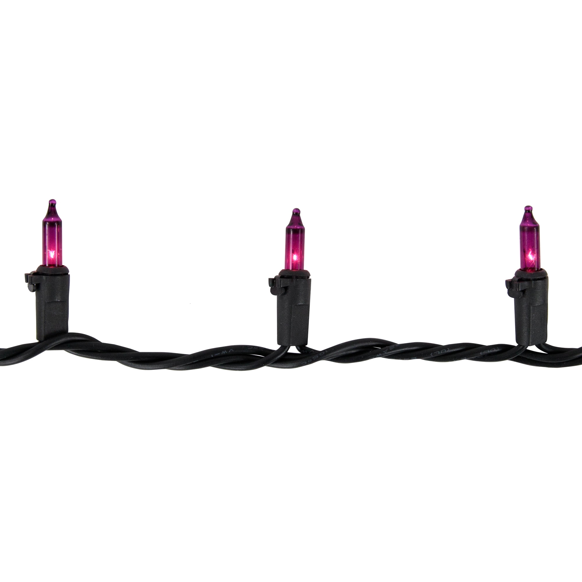 Set of 100 Purple Mini Christmas Lights 2.5" Spacing - Black Wire