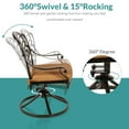 thumbnail image 3 of MEETWARM 2-Piece Outdoor Bistro Swivel Dining Chairs, Patio Cast Aluminum Dining Rocker Chairs, Patio Furniture Chair Set with Cushion for Balcony, Lawn, Garden, Backyard, Antique Bronze, 3 of 7