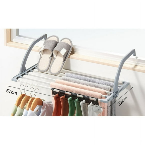 Windowsill Drying Hanger,Balcony Drying Rack Stainless Folding Towel Rack Balcony Drying Rack Streamlined Design