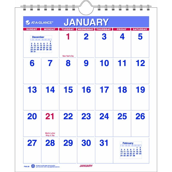 Calendario AT-A-GLANCE 2014, tamaño pequeño, de pared mensual, 16,51 x 19,05 cm