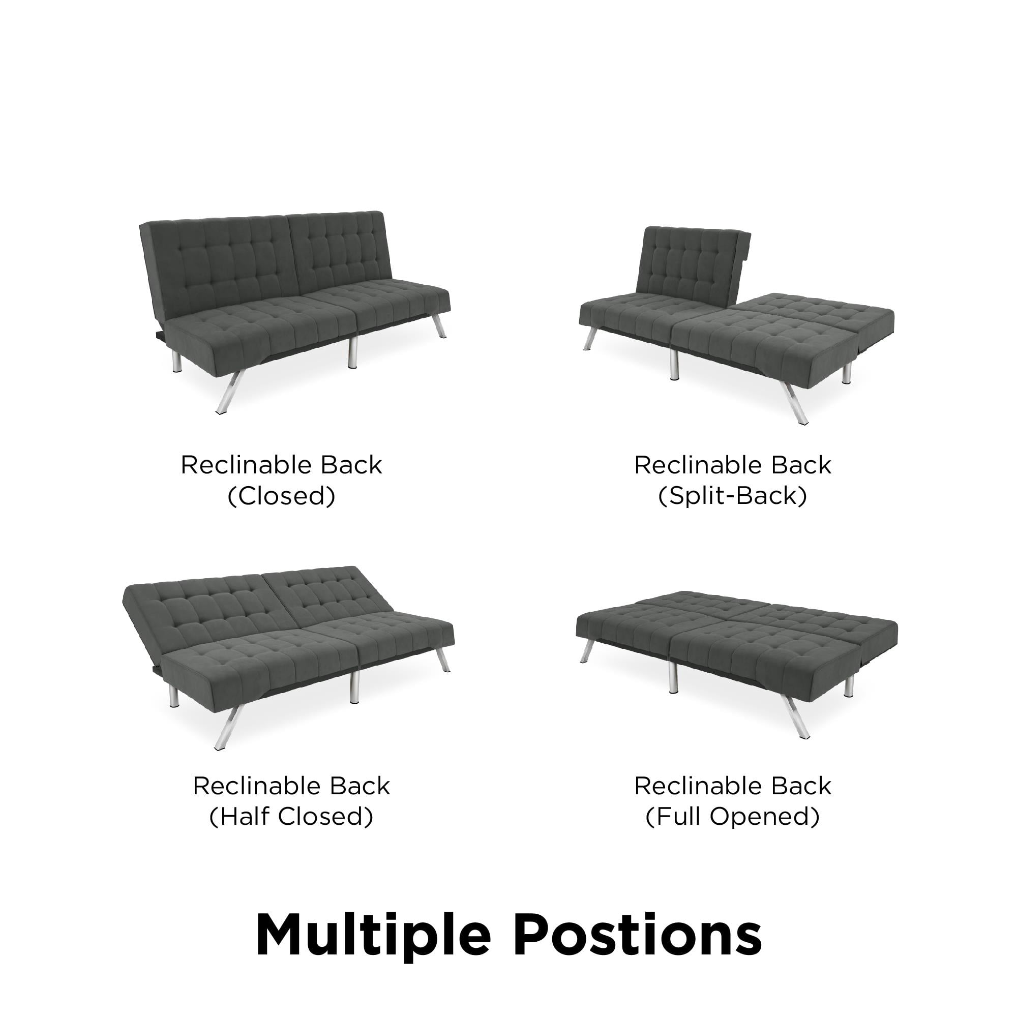 DHP Emily Convertible Tufted Futon Sofa, Gray Velvet