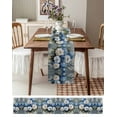thumbnail image 3 of ERUNPONLY Blue Spring Floral Table Runner - 90 Inch Long Modern Art Flowers Farmhouse Cotton and Linen Blended Dress Scarves Farmhouse Table Runner for Kitchen Dining, Coffee Table, 13"x90", 3 of 8