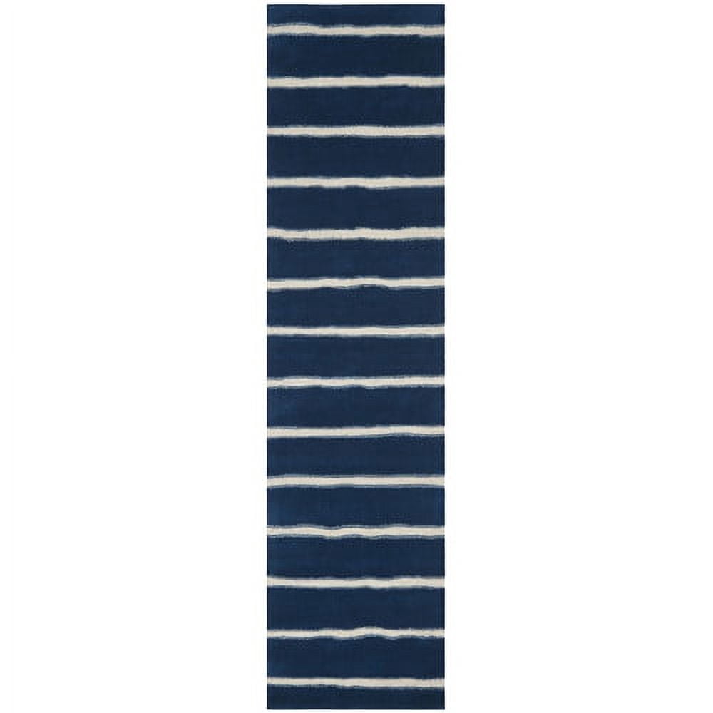 SAFAVIEH Martha Stewart Chalk Stripe Area Rug, Wrought Iron/Navy, 8' x 10'