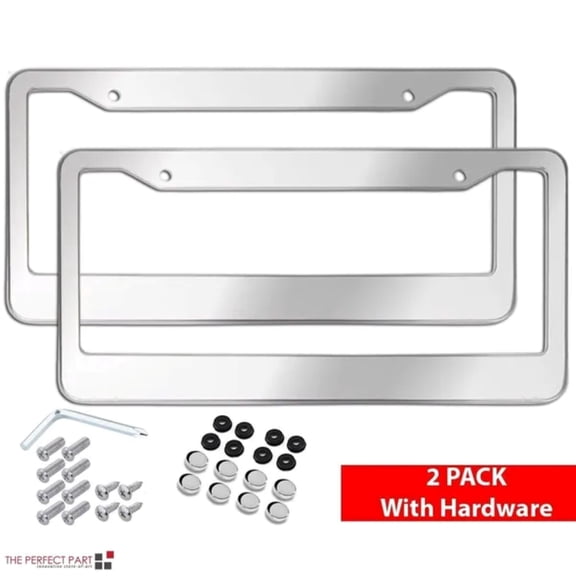 2-Piece Set High-Quality Stainless Steel License Plate Frame Cover Plate - Silver New Style