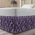thumbnail image 1 of Leaves Bed Skirt, Digitally Generated Long Floral Items in Monochrome, Elastic Bedskirt Dust Ruffle Wrap Around for Bedding Decor, 4 Sizes, Lilac Indigo, by Ambesonne, 1 of 2
