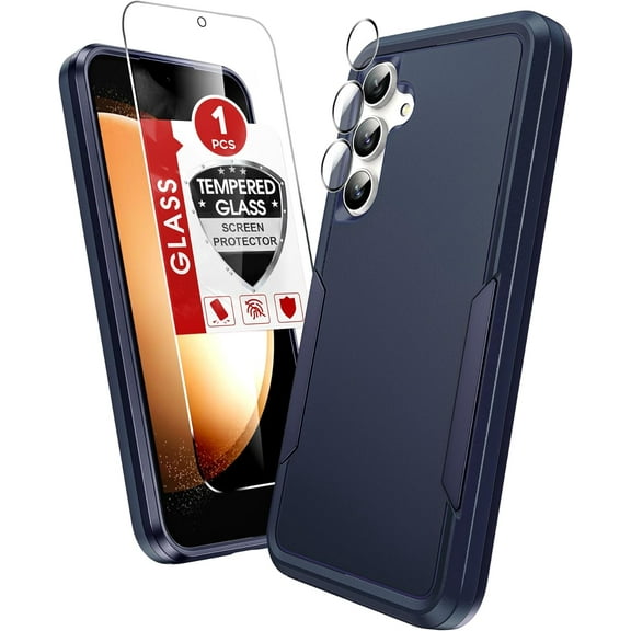 for Samsung-Galaxy-S23-FE-Case, Samsung S23 FE Case with Screen Protector and Camera Lens Protector, Dual Layer Heavy Duty Protective Rugged Shockproof Cell Phone Case for S23FE 5G, Black