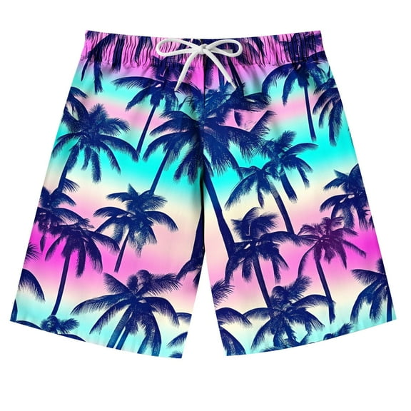 Atogsazn Children's Boys Hawaii Swim Trunks Kids Casual Baggy Beach Shorts Wide Leg Swimsuit with Pocket Sky Blue 11-12 Years Fashion