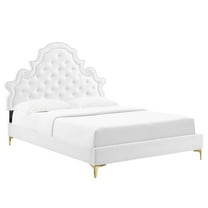 Modway Gwyneth Tufted Performance Velvet Full Platform Bed in White