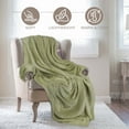 thumbnail image 3 of BNM Solid Fleece Plush Fluffy Blanket, Throw, Sage, 3 of 6
