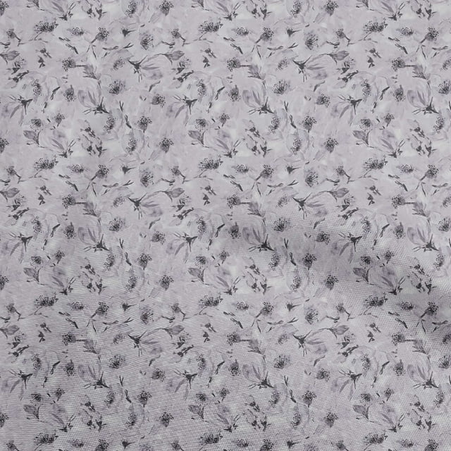 oneOone Georgette Viscose Gray Fabric Abstract Floral Fabric For Sewing Printed Craft Fabric By The Yard 42 Inch Wide-2rb