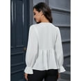 thumbnail image 3 of Women's Babydoll Peplum Blouse Shirt Long Sleeve Bow Tie Front Trendy Cute Y2K Going Out Tops, 3 of 8