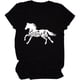 thumbnail image 1 of Playera para Mujer con Estampado de Caballos y Flores, Cuello Redondo Holgada Casual, Regalo para Amantes de Granja, 1 of 5