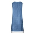thumbnail image 4 of Pisexur Robe en Denim Aguichant pour Femme Sans Manches à Col en V, Robe Midi à Fleurs, Décontractée, Fente Latérale, Robe-Chemise en Jean, 4 of 4
