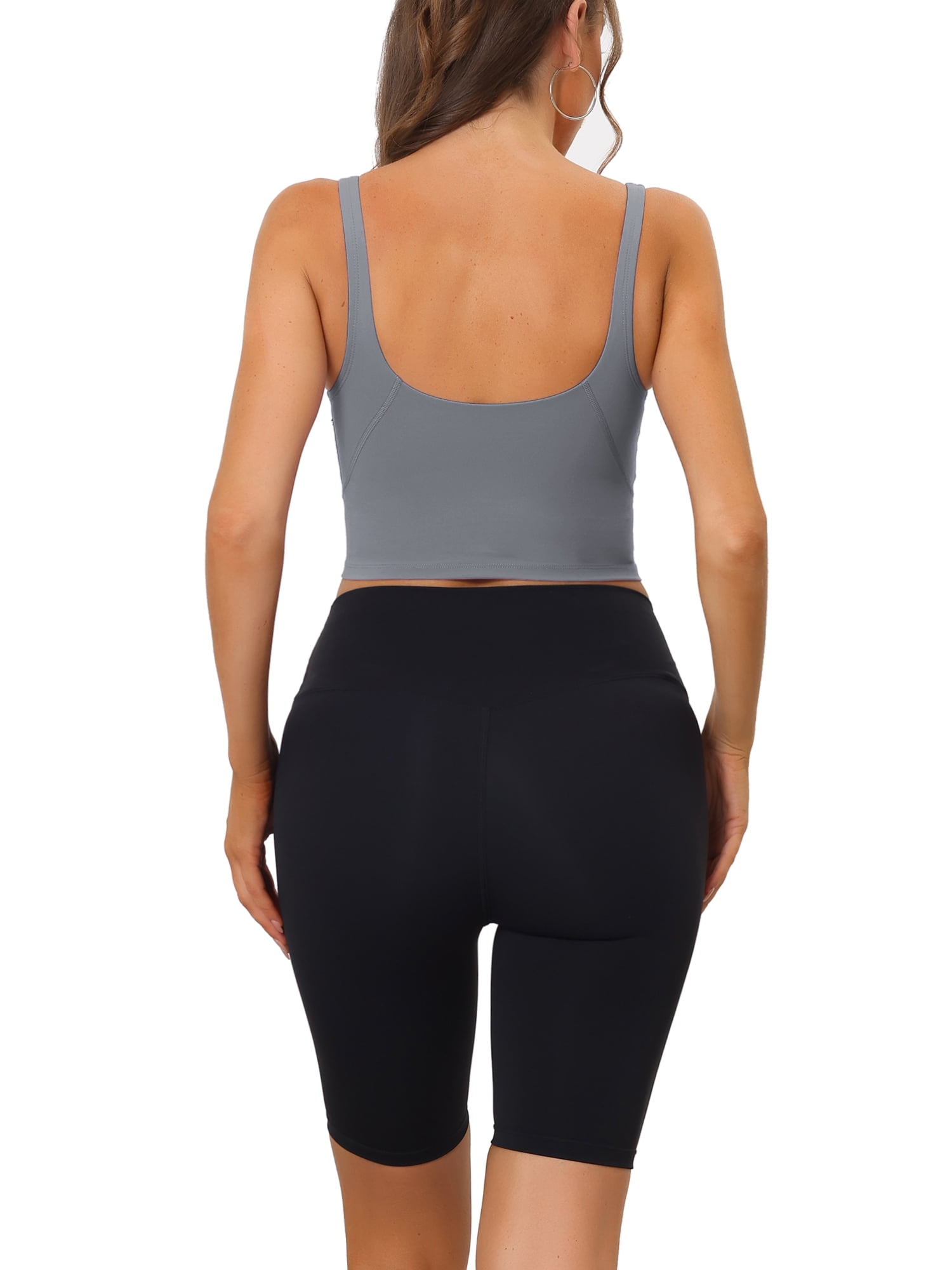 DARING DIVA Sports Bra Medium Support Workout Longline Yoga Tank Top S Light Gray