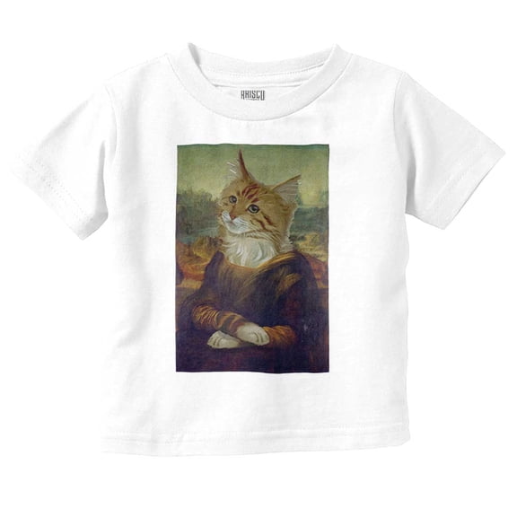 Funny Cat Meowna Lisa Modern Art Toddler Boy Girl T Shirt Infant Toddler Brisco Brands 6M