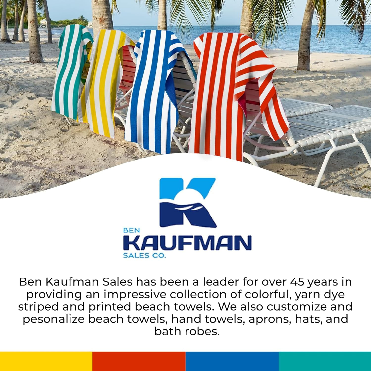 Kaufman - Bright Colored Beach Towels | 100% Cotton Oversized Large Beach Towel | Cabana Striped Towels for Beach/Pool/Hot Tub | Lightweight Velour Beach Towels Set | 30" x 60" | 12 Pack