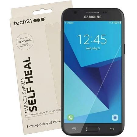 Tech21 ImpactShield Anti-Scratch Screen Protector Display Guard/Saver/Cover with Easy Install Kit for Samsung Galaxy J3 2017, Emerge, J3 Prime, Amp Prime-2, Express Prime-2, Sol 2, SM-J327, J327A