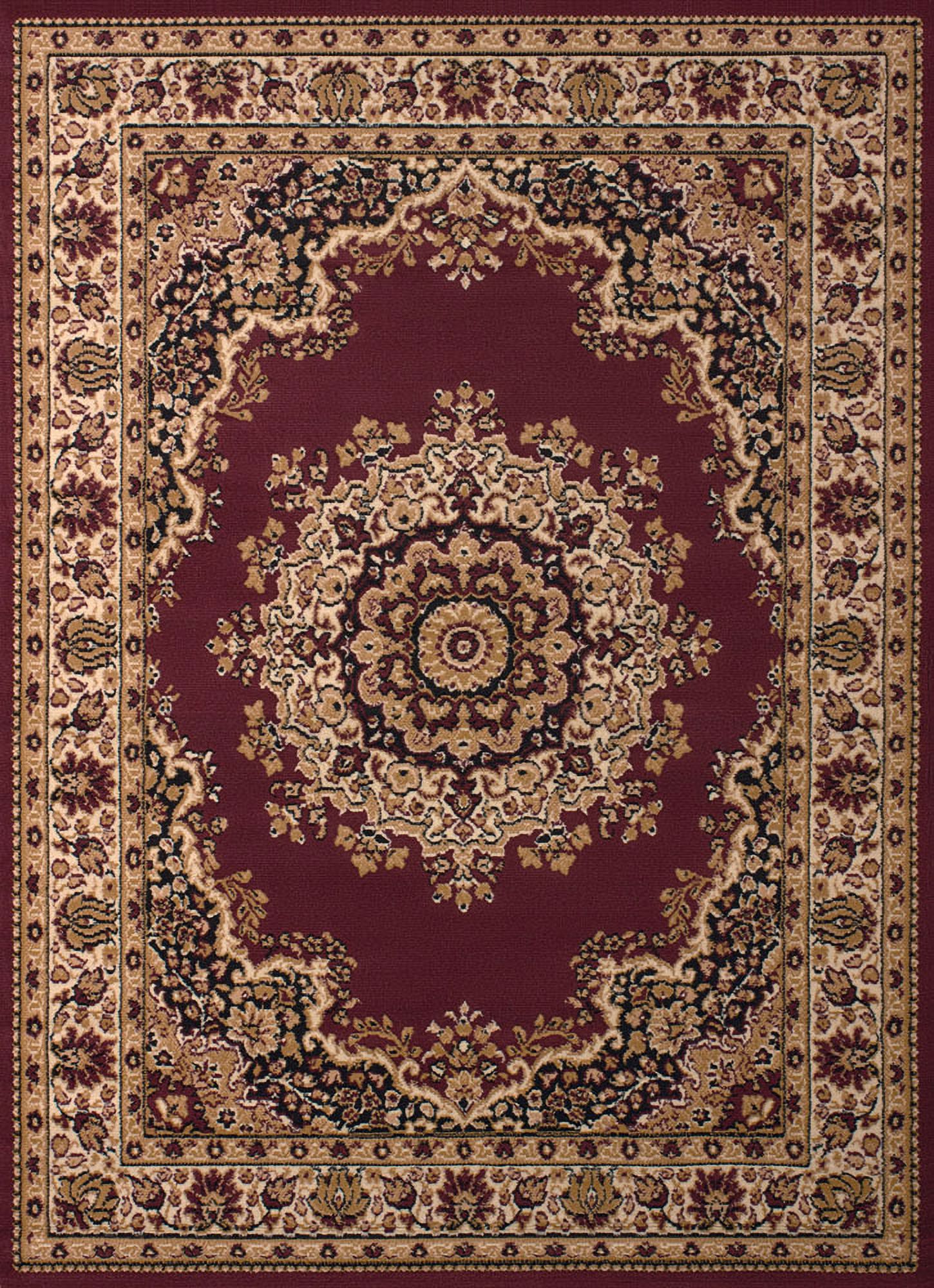Designer Home Soft Traditional Oriental Area Rug with Center Medallion - Actual Size: 2' 3" x 7' 2" Rectangle (Burgundy) - image 2 of 5
