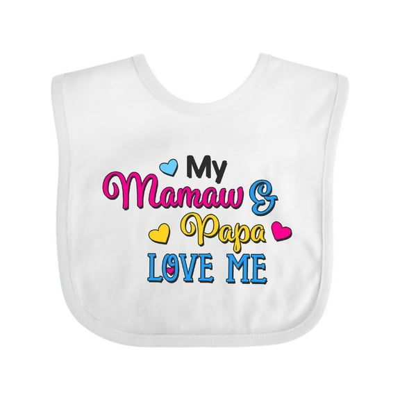 Inktastic My Mamaw and Papa Love Me with Hearts Boys or Girls Baby Bib