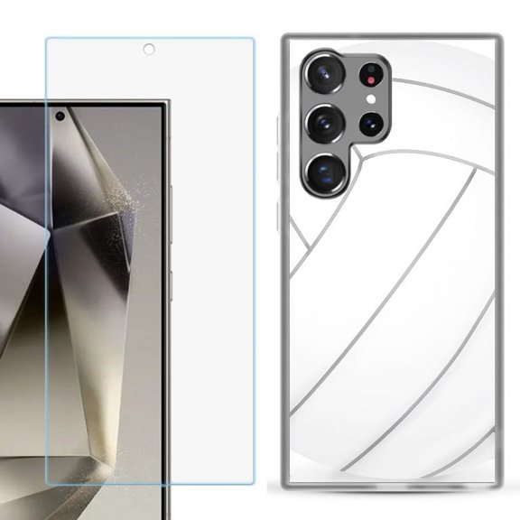 OneToughShield ® Compatible with Samsung Galaxy S24 Ultra, Shockproof Phone Case, with Tempered Glass Screen Protector - Volleyball